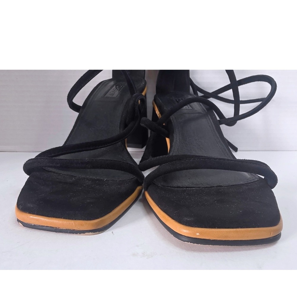 Topshop Nashville Black Suede Wrap Block Heel Sandals Square Toe 40 US 9 - Picture 6 of 9